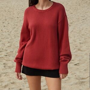 Brandy Melville Brianna Red Crew Neck Sweater 100% Cotton